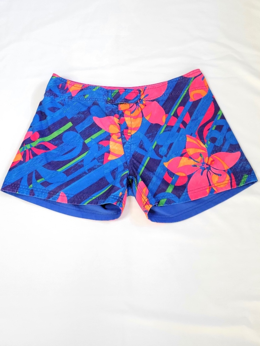 Crazy Shirts Women's Reversible Swim Board Shorts Blue Hawaiian Tropical Print